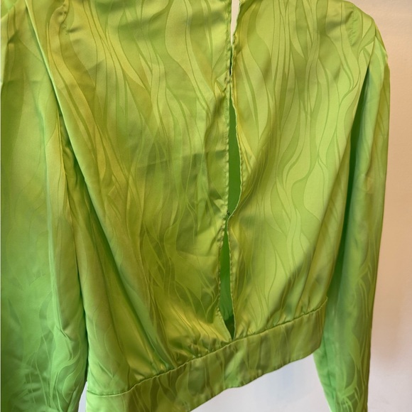 Ronny Kobo Collection Light Green Satin Jacquard Long-Sleeve Top - Picture 7 of 8